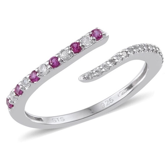 Ruby and Sapphire Bypass Ring - Picture 1 of 2